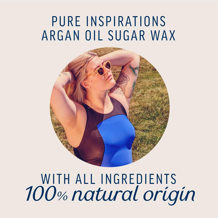 Argan Oil Hot Wax Kit 250 Ml - Sugar Hair Removal, Warm Facial Remover with Strips, Dermatologist-Tested Solution for Smooth Skin