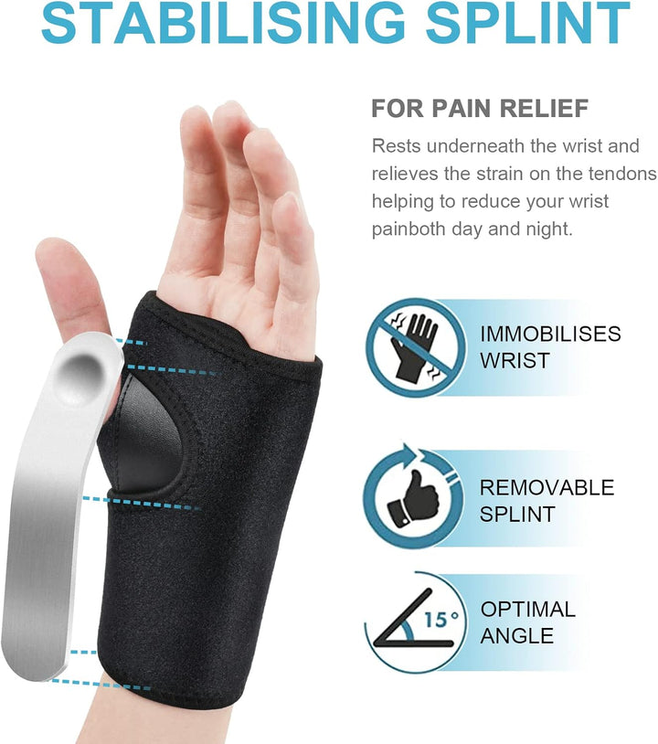 Adjustable Wrist Strap Carpal Tunnel Compression Splint Relieves Pain, Sprains, Tendonitis and Joint Pain, Breathable Brace Provides Wrist Support (Left)