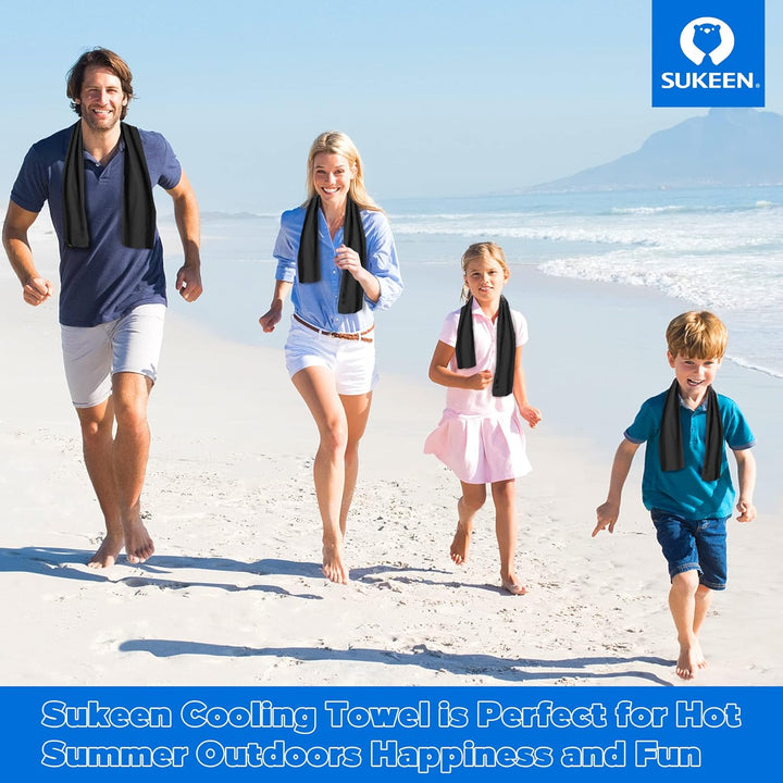 Cooling Towel 4 Pack - Stay Cool Ice Towels for Neck, Gym Use - Men and Women (2 Grey, 2 Black)