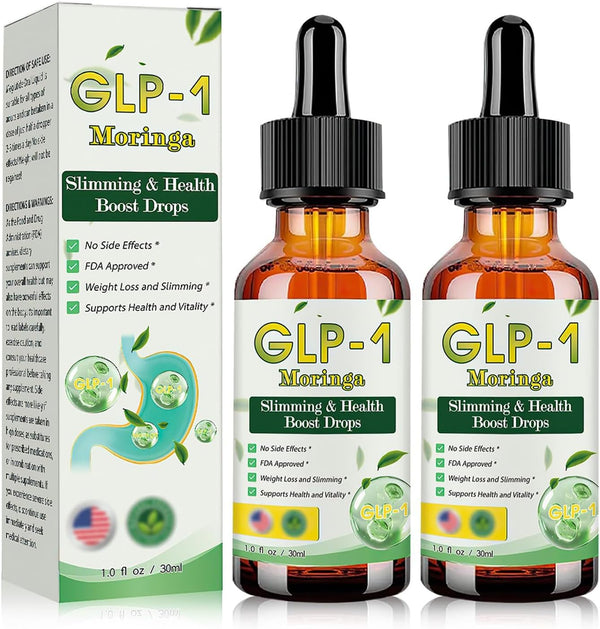 2PCS GLP-1 Health Boost Drops, GLP-1 Health Boost Dr-Ops, Organic Moringa GLP-1 Metabolic Balance Drops, Firming Skin Suitable, Unisex for All Skin Types