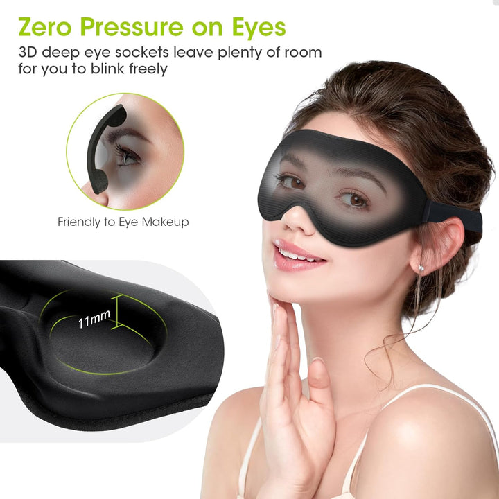 100% Blackout Sleep Mask for Women Men- Perfect Eye Sleeping Mask for Side Sleeper, Zero Eye Pressure, 3D Cutout Eyeball Movement Friendly, Ultra Soft & Comfortable Blindfold for Travel/Nap