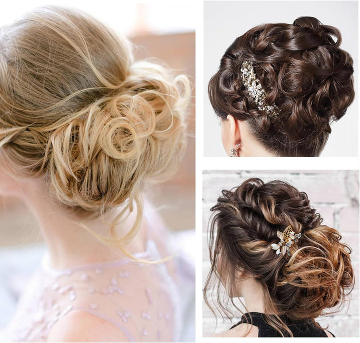 Curly Synthetic Hair Claw Clip Messy Bun Extensions Women'S Ponytail Hair Accessories (Black)