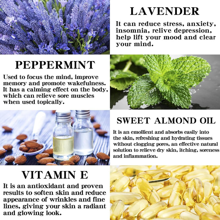Massage Oil for Warming, Relaxing Massage Oil Lavender Almond Peppermint and Coconut Massage Oils for Massage Moisturizing Body Oil for Men and Women 5.1 Fl.Oz