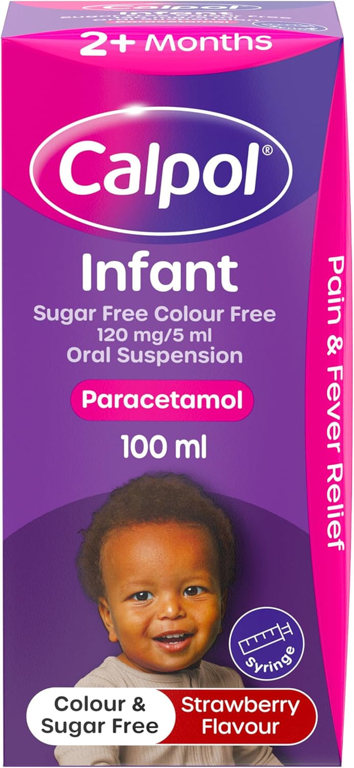 Sugar-Free Infant Suspension Paracetamol (1 X 100Ml), Strawberry Flavour infant with Paracetamol for Fever & Pain Relief, Suitable for 2+ Months Babies & Kids