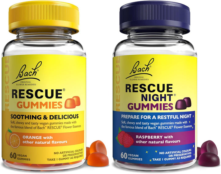 Night Gummies | Natural Bedtime Support | Bach Original Flower Essences | 60 Vegan Raspberry Flavoured Gummies | Help Prepare for Restful Sleep