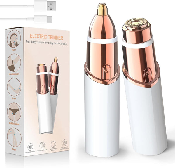 2-In-1 Women'S Eyebrow Trimmer & Facial Hair Remover with LED Light - Professional Painless Precision Grooming Tool for Eyebrows, Upper Lip & Face