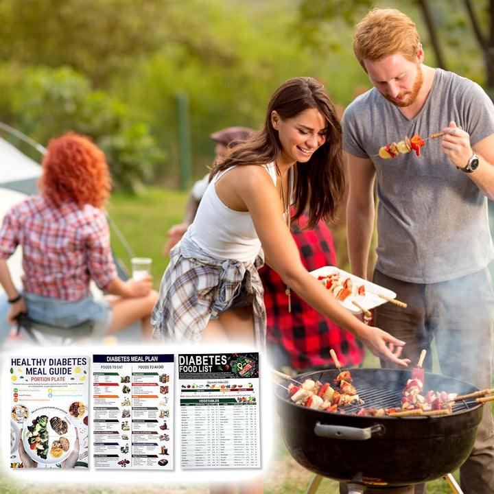 Diabetic Food List Cheat Sheet, 6 Sheet Diabetic Food Chart for Nutrition That Supports Blood Sugar Control and Diabetes Management, Laminated Kitchen Reference Guide with 100+ Meal Ideas