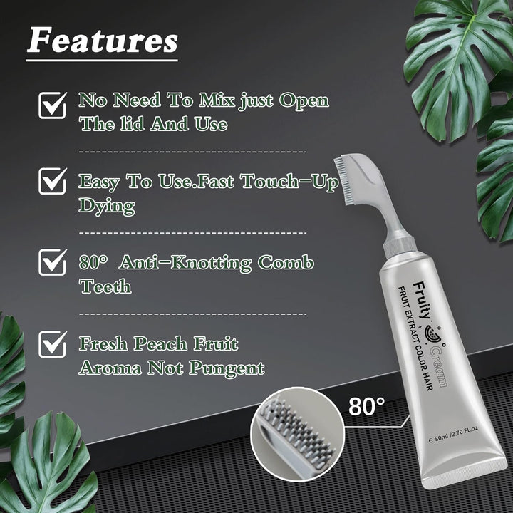 Fruit Essence Hair Dyeing Comb, 2025 New Black Fruit Dyeing Cream, Plant Extract Hair Dye Essence, Hair Dye Cream with Comb, Natural Gray Coverage, Easy Home Hair Color Kit (01#)