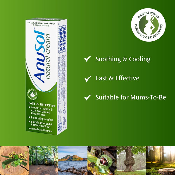 Natural Cream - 30G Cream with Natural Ingredients - Relieves Anal Itching & Discomfort - Suitable for Pregnancy & Breastfeeding - Non Medicated, Quick Cooling External Relief - Vegan Friendly