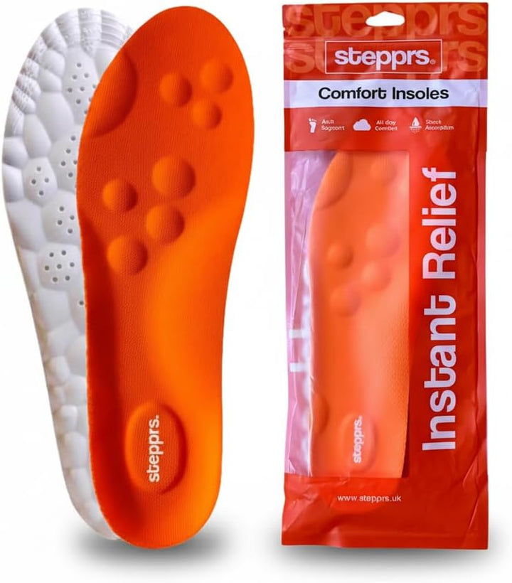 Original  Comfort Boosting Massage Insoles, 4D Memory Foam Thermal Insoles with Arch Support for Men and Women (Orange, EU 43-44)