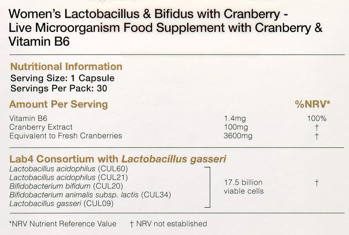 Probiotics for Women |Female-Friendly Bacteria, Cranberry & Hormone Support | 17.5 Billion CFU Clinically Researched Live Bacteria | 30 Capsules, UK Made