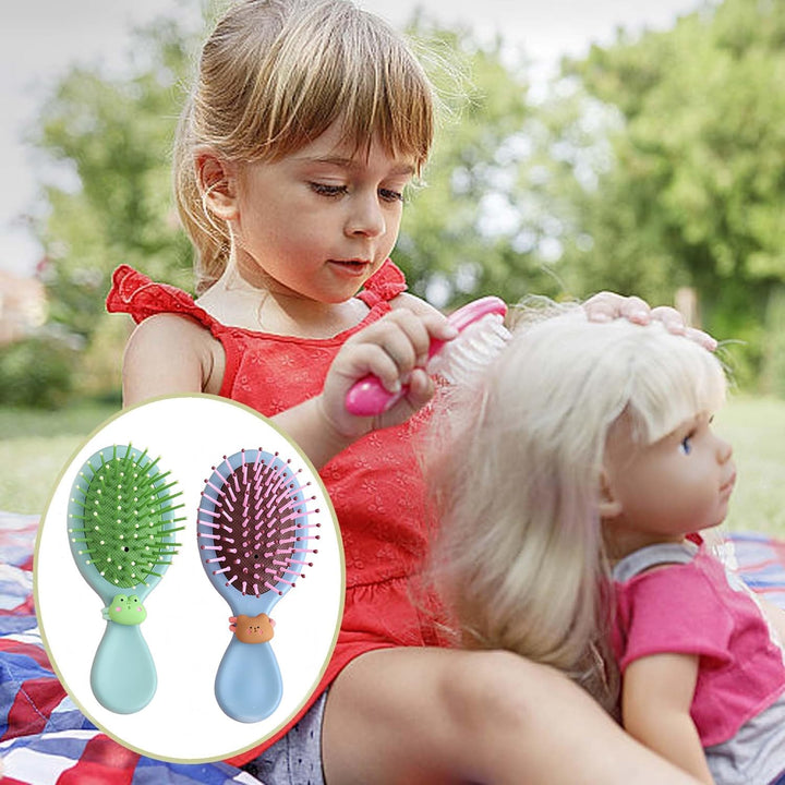 2Pcs Toddler Hair Brush Kids Hair Brush Set,Massage Comb Small Hair Paddle Brush for Thick Curly Thin Long Short Wet or Dry Hair Provide Effective Way for Daily Hair Care(Little Bear and Little Frog).