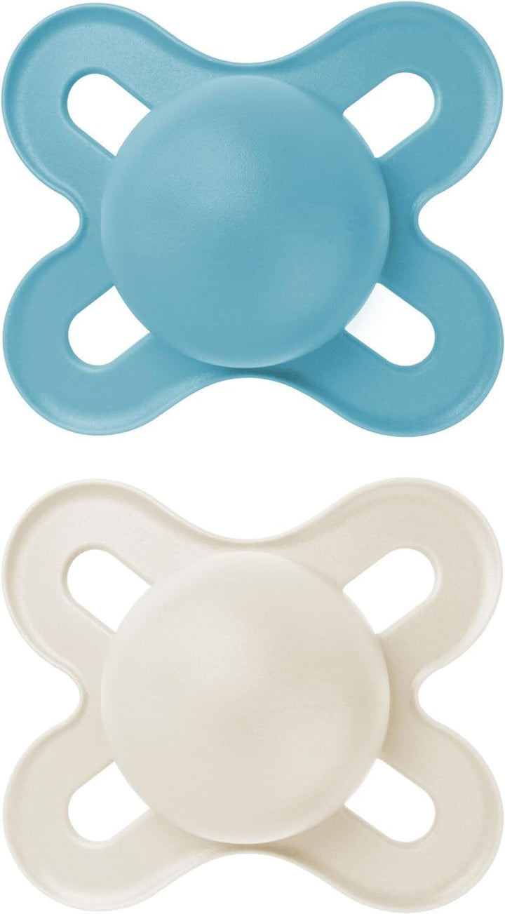 Original Start Soothers | 0-2 Months | 2 Pack | Newborn Dummies | Comes in Dummy Steriliser Case | Sustainable Materials | Baby Accessories for Newborn | Cream (Various Designs)