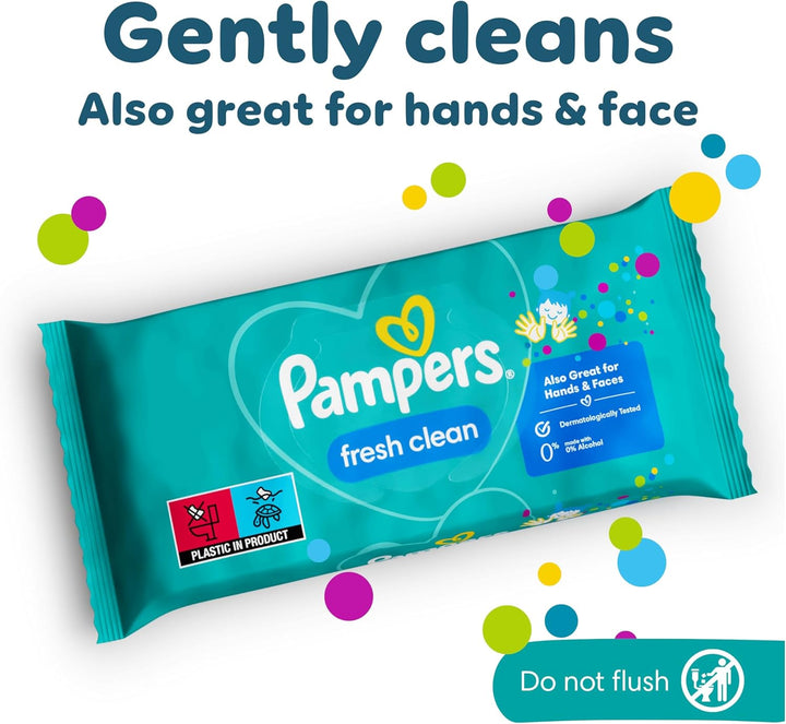 Fresh Clean Baby Wipes 15 Packs of 80 Wipes Equals to 1200 Baby Wet Wipes, Also Great for Hands and Faces