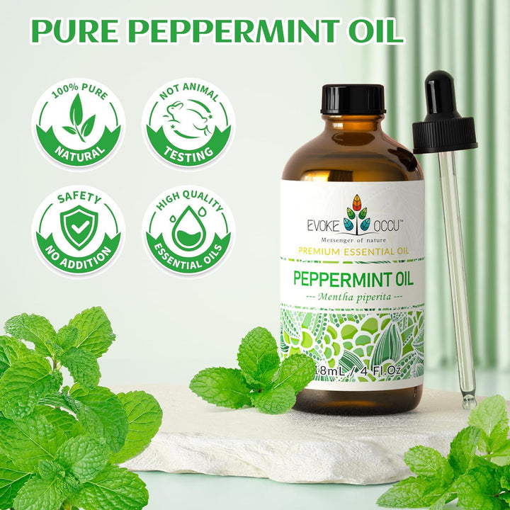 Peppermint Oil 118Ml, Natural for Spray, Diffuser, Aromatherapy, Hair, Refreshing, Clean Air