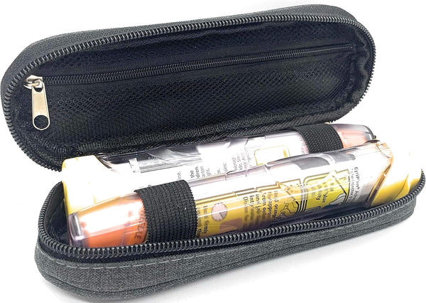 Black/Grey Twin Epipen Syringe Hard Case/Bag - Allergies, Diabetes, Inhalers, Syringes, Insulin Etc (Dark Grey Soft Case)