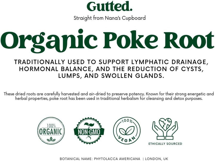 Organic Wildcrafted Poke Root Herb 50G | Dried Phytolacca Americana | Premium Dried Whole Root for Oil Infusion