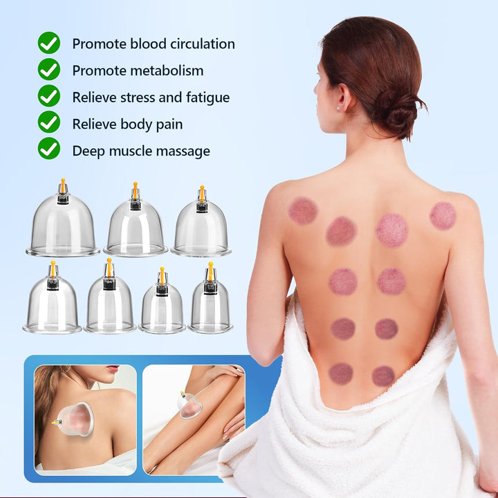Cupping Therapy Set, 24 PCS Suction Cups with Pumping Handle, Professional Traditional Chinese Acupoint Vacuum Cupping Set, anti Cellulite Massage for Back, Muscle Tension Pain Relief