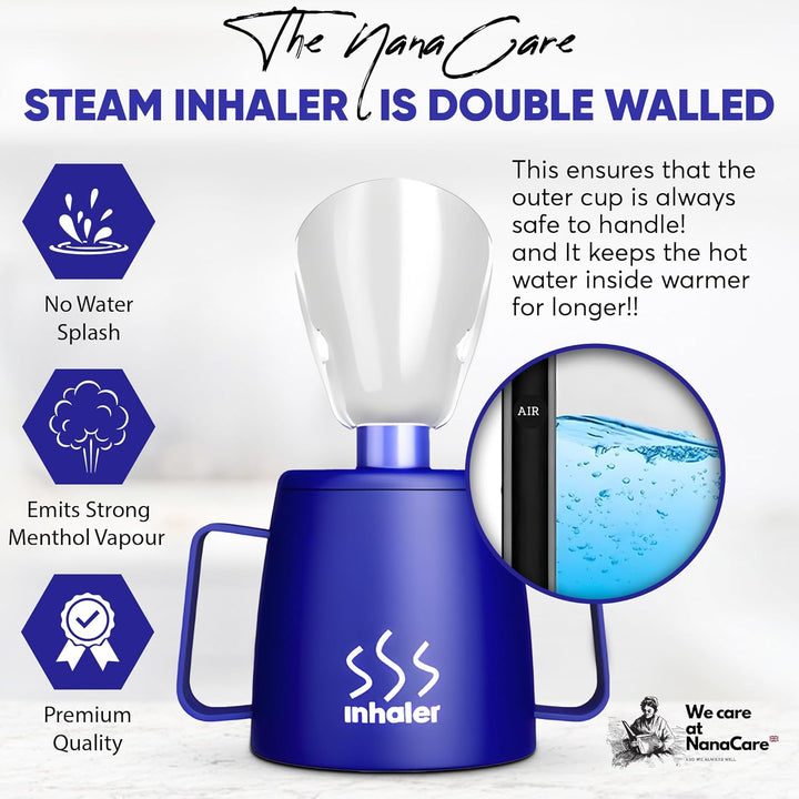 UK Steam Inhaler Cup with Powerful Menthol Crystals and Nasal Stick | the Personal Steam Inhaler Provides Relief from Flu, Colds, Blocked Nose and Cough | Suitable for Adults and Kids
