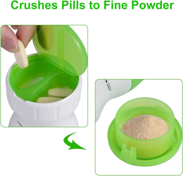 Pill Crusher Grinder - Crushes Small or Large Pills Tablets Vitamins to Fine Powder - for Family Kids Pets