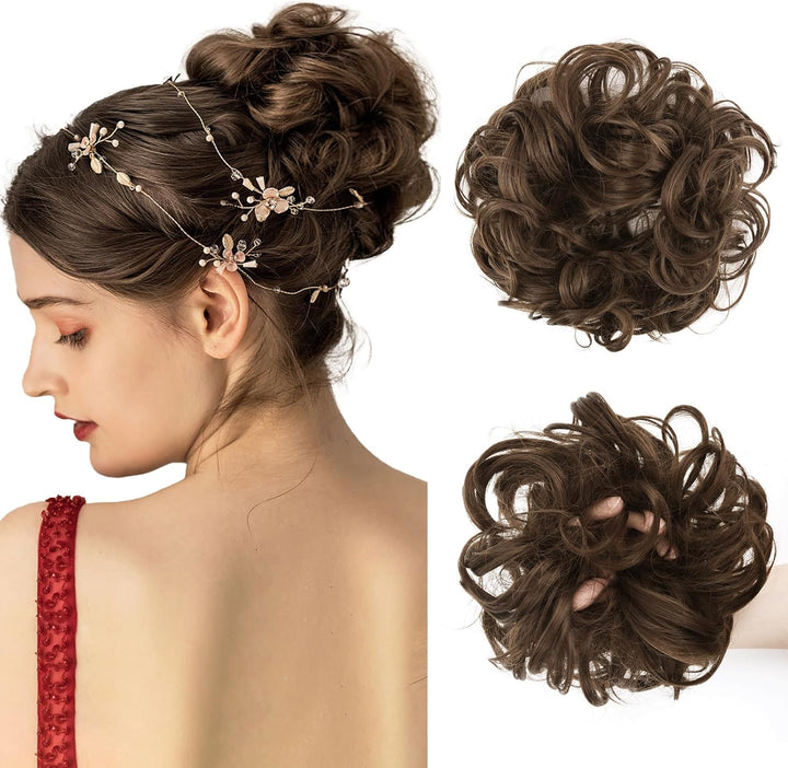 Messy Bun Hair Piece for Women,Curly Wavy Hair Scrunchies Bun Extensions Hairpieces,Synthetic Hair Chignons Accessories Updo for Girls(18/22#,35G)