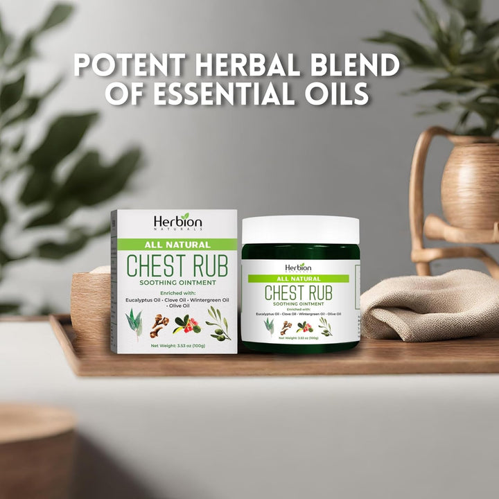 Chest Rub, Natural Soothing Ointment, Relieves Chest Congestion, Reduces Muscle Aches, Adults and Children 2 Years and Above, 3.53 Oz