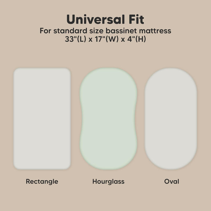 2-Pack Organic Bassinet Sheets for Girls, Boys - 100% Cotton Bassinet Mattress Sheets Compatible with Halo Bassinest Swivel Sleeper, Graco, Baby Delight, Chicco, Unisex Fitted Bassinet Sheets (Sage)