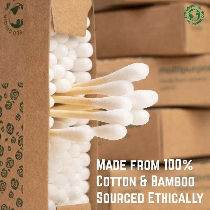 600 Bamboo Cotton Buds |100% Eco-Friendly Biodegradable | Cotton Wool Buds | Compostable Bamboo Earbuds | Recycled Plastic Free Packaging | Correct Makeup | Carbon Offsetting | 6X100 Ear Buds Cotton