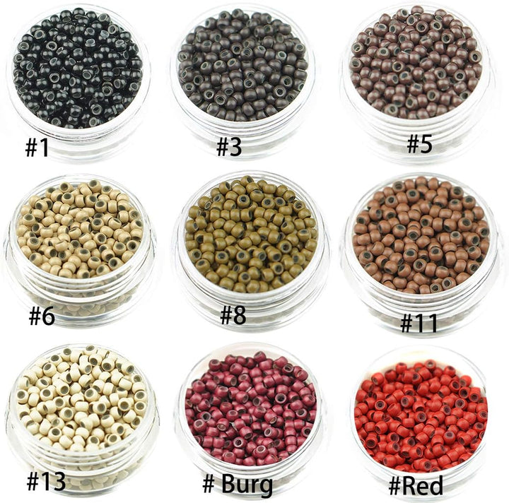 1000 Nano Rings - 3Mm Silicone Lined Hair Extension Beads - Dark Brown