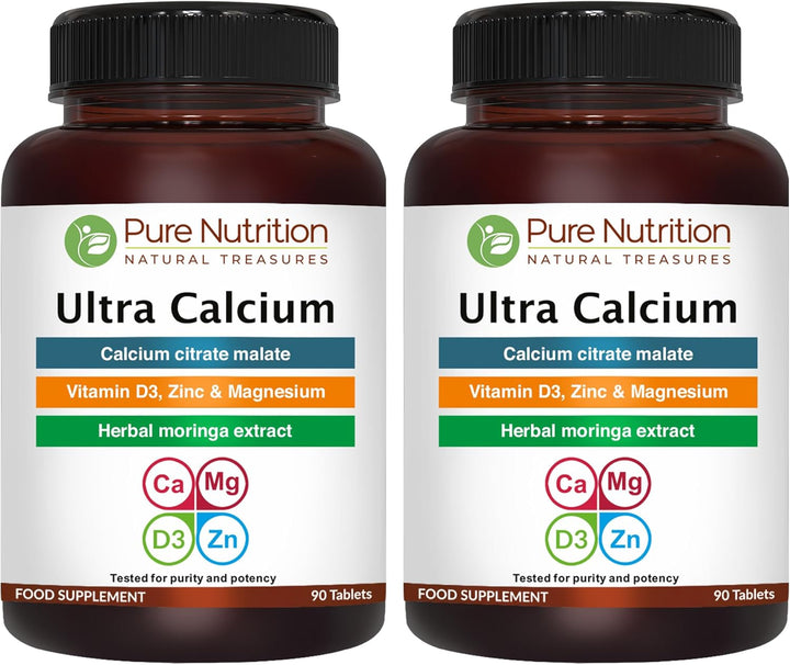Pure Nutrition Cal D - Plant Based Calcium with VIT D3 K2 & Magnesium | 120 Tabs | 500Mg Vegan Calcium per Serving | Supplement for Bone Health