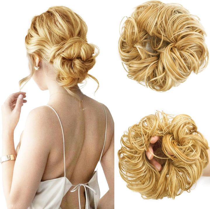 Messy Bun Hair Piece for Women,Curly Wavy Hair Scrunchies Bun Extensions Hairpieces,Synthetic Hair Chignons Accessories Updo for Girls(18/22#,35G)