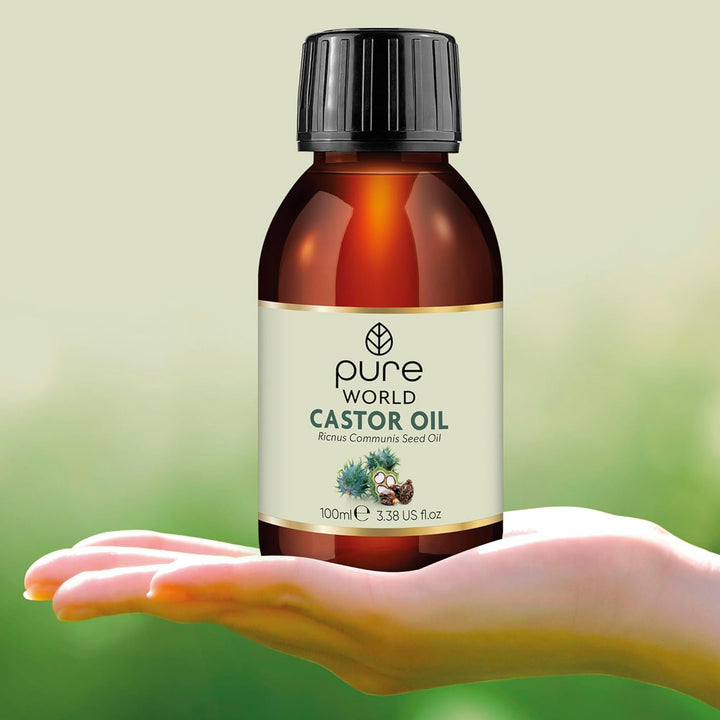 Natural Castor Oil 100Ml. Cold & Freshly Pressed 100% Pure and Undiluted Hexane Free for Eyebrows, Nails, Beard, Hair, Eyelash Growth Cruelty Free Food Grade