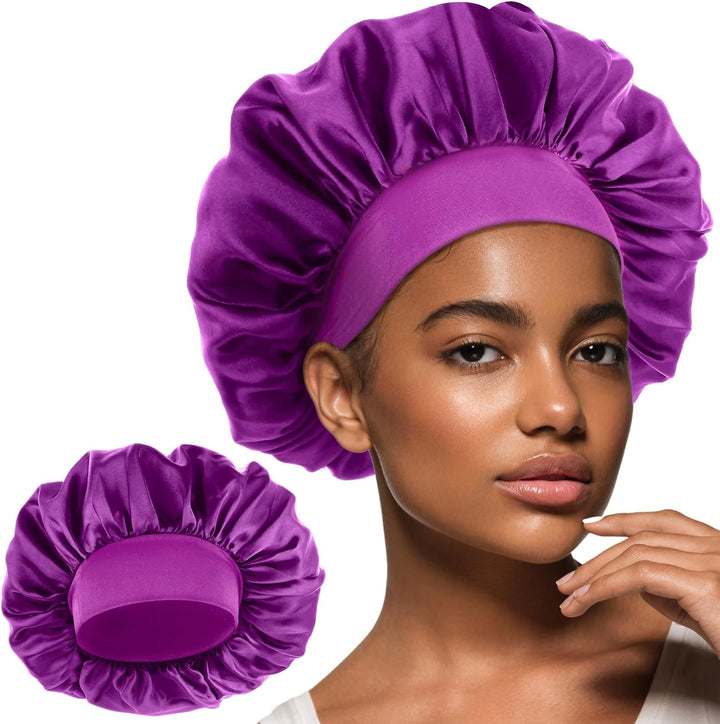 Silk Bonnet for Men, Satin Bonnet Single Layer Elastic Band Silk Sleep Cap Black Soft Adjustable Hair Cap Hair Wrap Large Bonnets for Women Sleeping