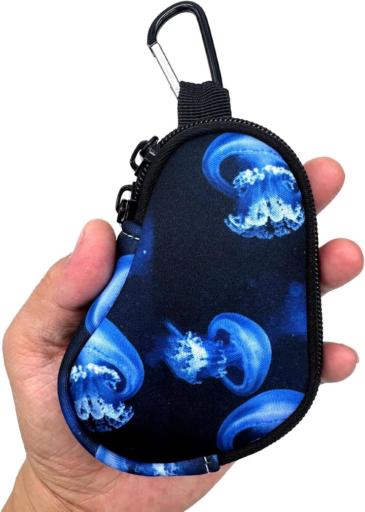 Asthma Inhaler Holder Neoprene Protective Portable Carrying Bag Travel Inhaler Mini Case Sleeve for L-Shaped Inhaler, Inhaler Not Included (Jellyfish)