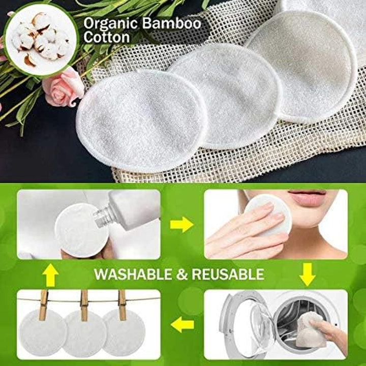 12 Pcs Reusable Makeup Remover Padswith Washable Laundry Bag | Bamboo Reusable Make up Remover Pads - Eco Friendly Soft & Gentle Reusable Cotton Pads Makeup Remover (Pack of 12)