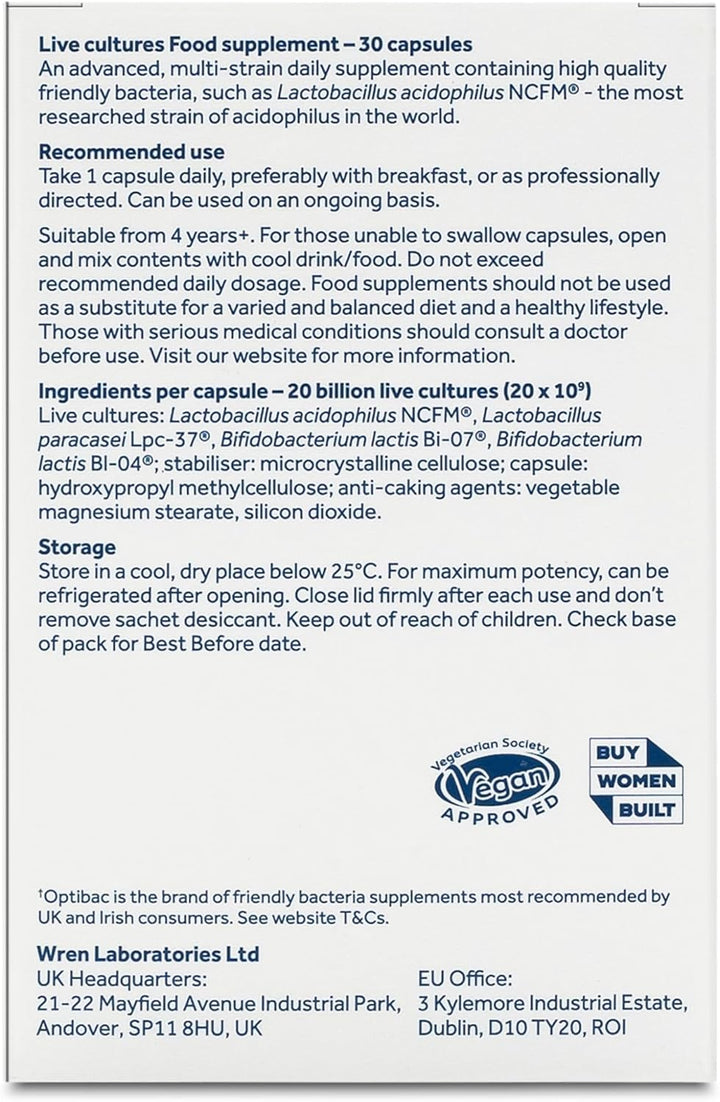 Probiotics Every Day Extra - Advanced Digestive Probiotic Supplement - Most Researched Lactobacillus Acidophilus - 30 Vegan Capsules