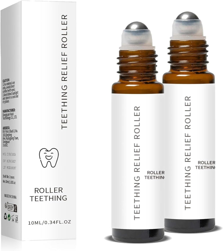 Teething Roller, Baby Teething Oil Soothing Roller, All-Natural Formula, Suitable for Babies. Contains Natural Ingredients Such as Glycerin, Aloe Vera, and Lemon.