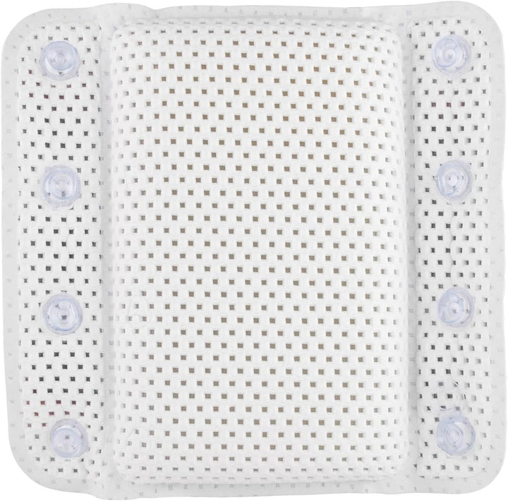 Bathtub Pillow, Luxury Relaxing White Soft Non Slip Cushioned Bath Pillow Waterproof Home Spa Headrest Cushion with 8 Slip Resistant Suction Cups (White)