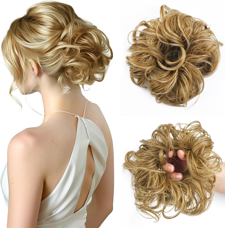 Messy Bun Hair Piece for Women,Curly Wavy Hair Scrunchies Bun Extensions Hairpieces,Synthetic Hair Chignons Accessories Updo for Girls(18/22#,35G)