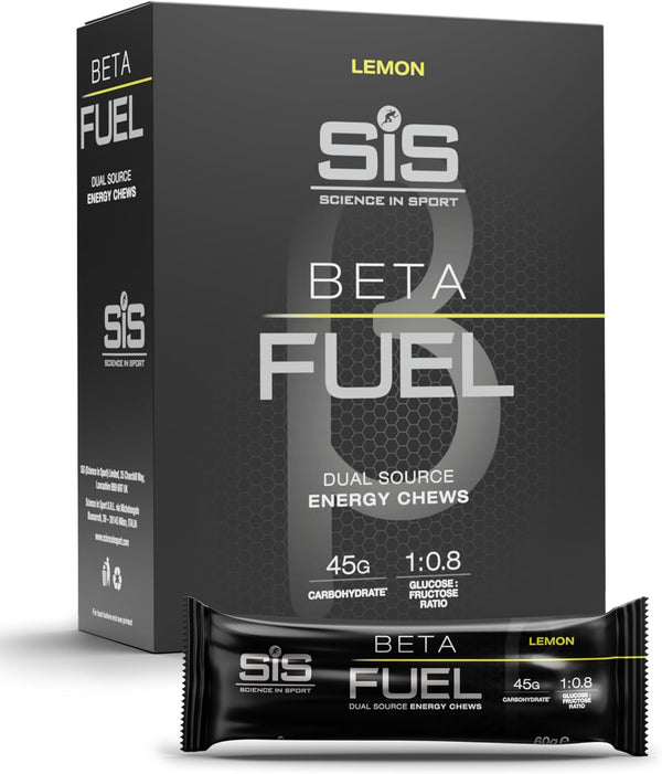 Beta Fuel Dual Source Energy Chews, Energy Bars, Lemon Flavour, 45G of Carbs, 60G Bar (6 Pack)