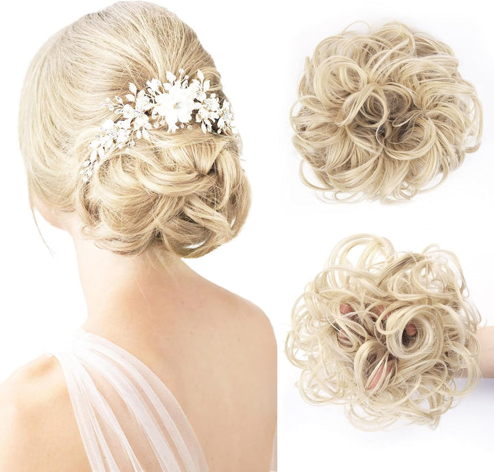 Messy Bun Hair Piece for Women,Curly Wavy Hair Scrunchies Bun Extensions Hairpieces,Synthetic Hair Chignons Accessories Updo for Girls(18/22#,35G)