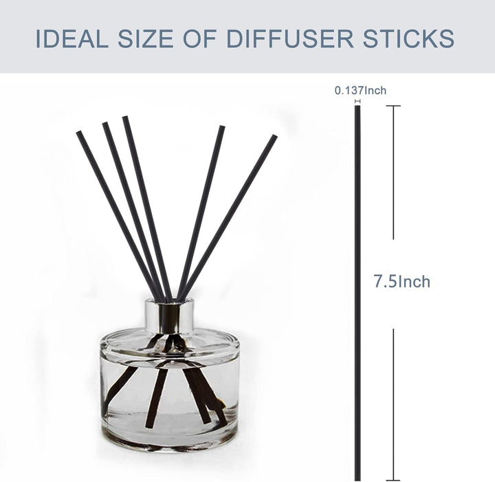 50Pcs Diffuser Sticks - Black Rattan Reed Diffusers for Essential Oils (7.5/19Cm)