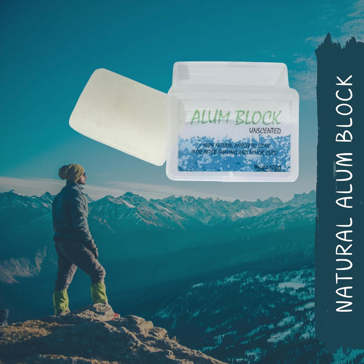 Alum Block Alum Stone Fitkari Natural Aftershave Soothing Solution for Shaving Razor Nicks, Bumps & Skin Irritation- Unscented Deodorant and Antiperspirant for Lasting Protection from Body Odour 100Gm