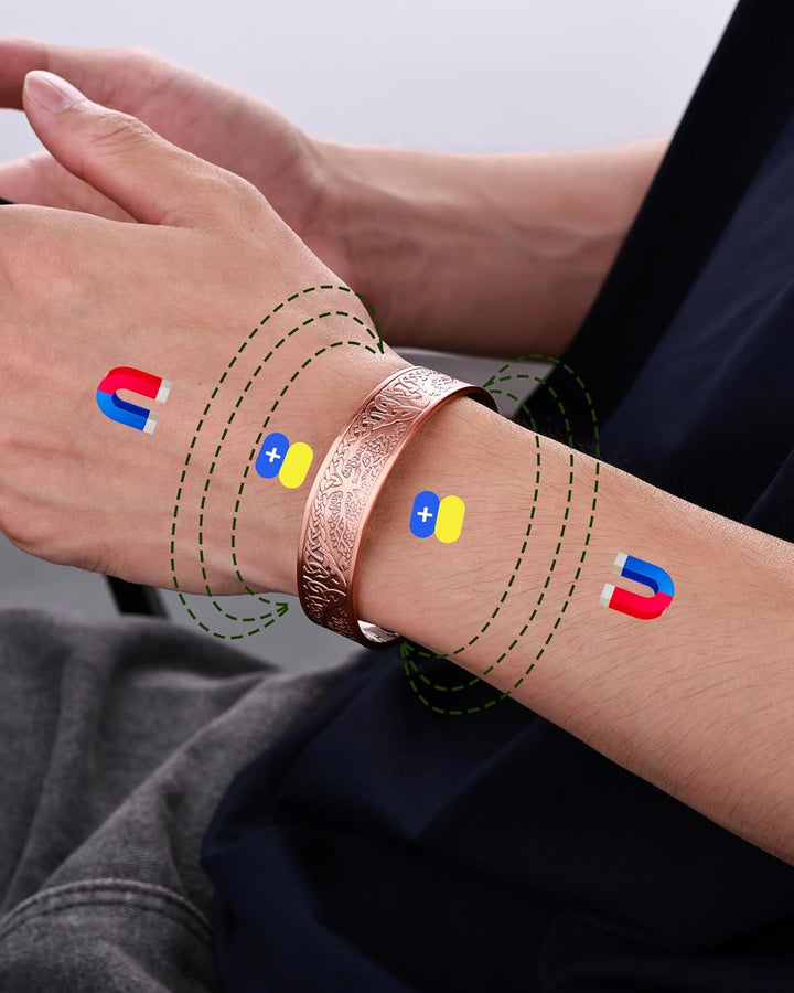 Copper Bracelet for Men, 18X Strength Magnetic Bracelet with 3800 Gauss Magnets, 99.99% Pure Solid Copper, Men'S Jewelry Gift