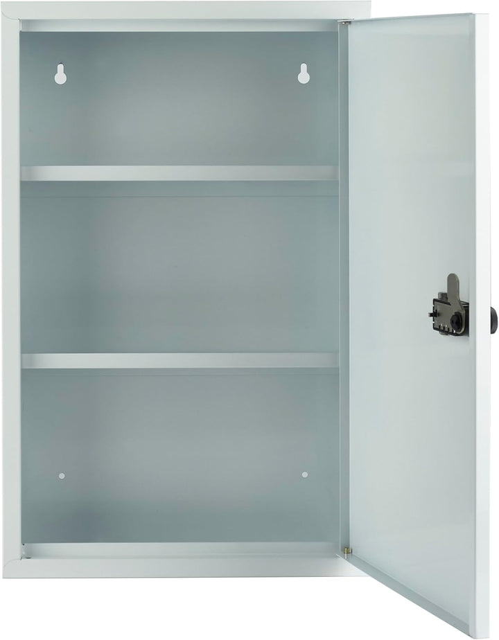 Medcab Medical Cabinet | Wall-Mounted First Aid Metal Box with Mechanical Combination Lock | Hospital Clinic Medicine Storage Safe |