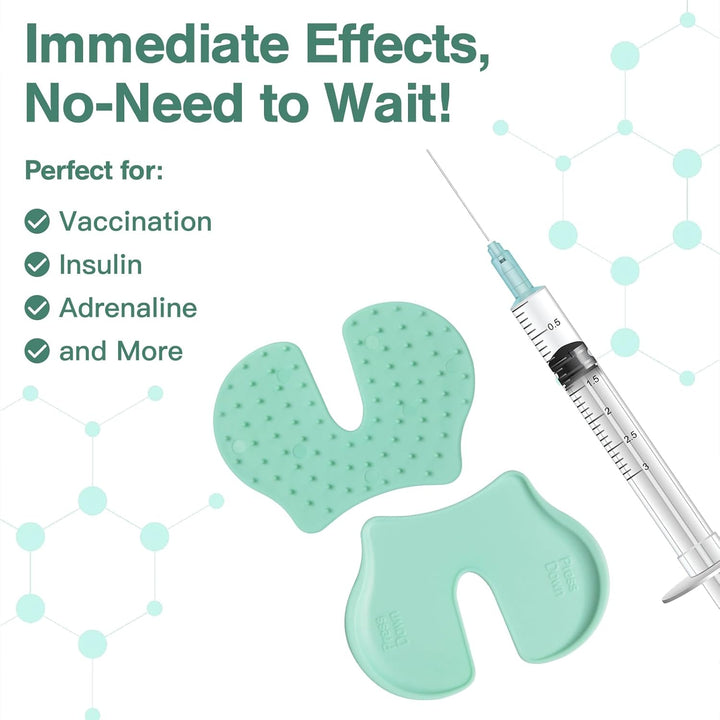 4 Pcs Shot Pain Reducer Green, Shot Blocker Reduce Fear of Injections, Shot Helper Pain Relief for Adults and Children, Immunization Shot Assist Blocks