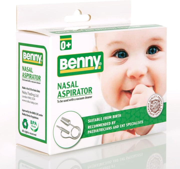 Benny Nasal Aspirator -The Most Effective Nose Cleaner for Sinus Congestion Cold and Flu. Safe, Gentle and Fast Nose Suction for Newborns Children Even for 7Yrs