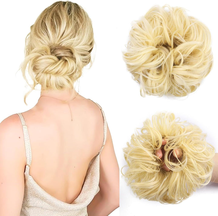 Messy Bun Hair Piece for Women,Curly Wavy Hair Scrunchies Bun Extensions Hairpieces,Synthetic Hair Chignons Accessories Updo for Girls(18/22#,35G)