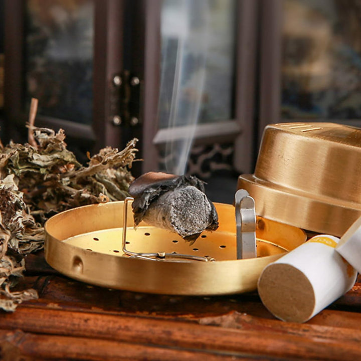 Copper Moxibustion Box 3 Pcs Portable Moxa Burner Case with 6-Hole Design for Home and Massage Therapy Thickened Texture Prevents Stick Dropping