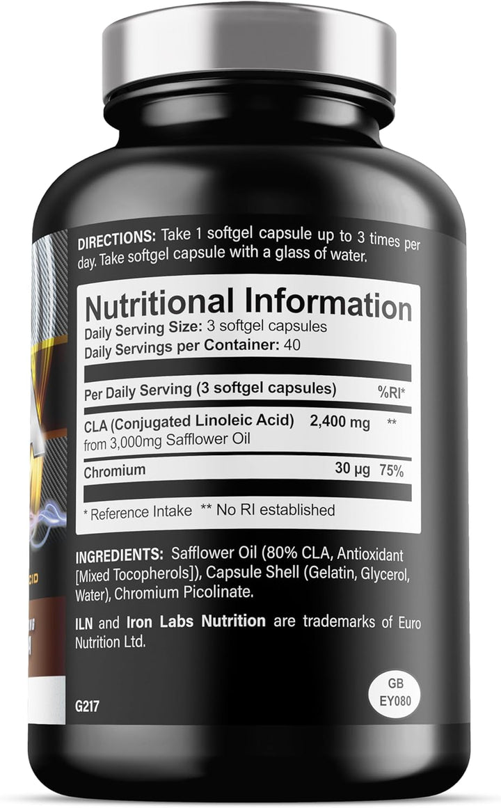 CLA Supplement Softgels - 3000Mg per Serving with 80% Active Isomers for 2400Mg Active CLA - CLA Softgel Capsules with Conjugated Linoleic Acid - Suitable for Men and Women (120 CLA Capsules)